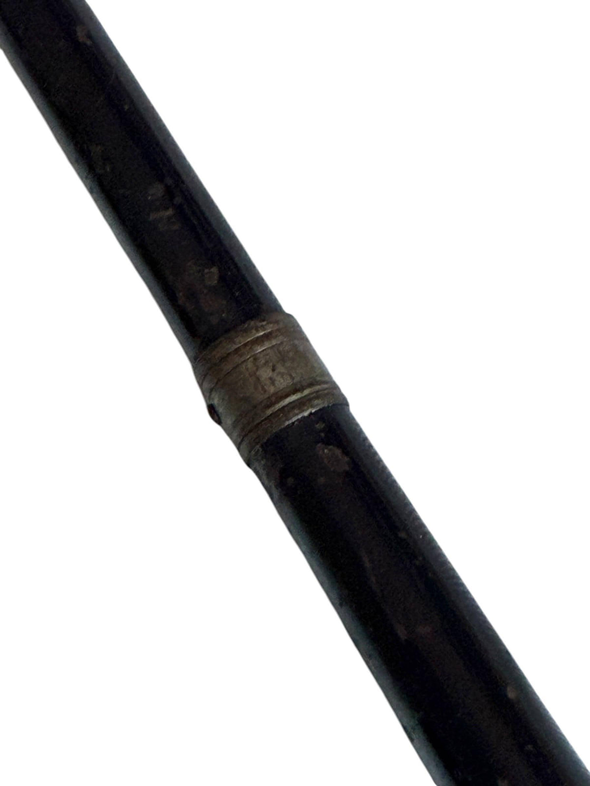 antique walking cane stick with  silvered, european collection, gentlemen's flannel stick