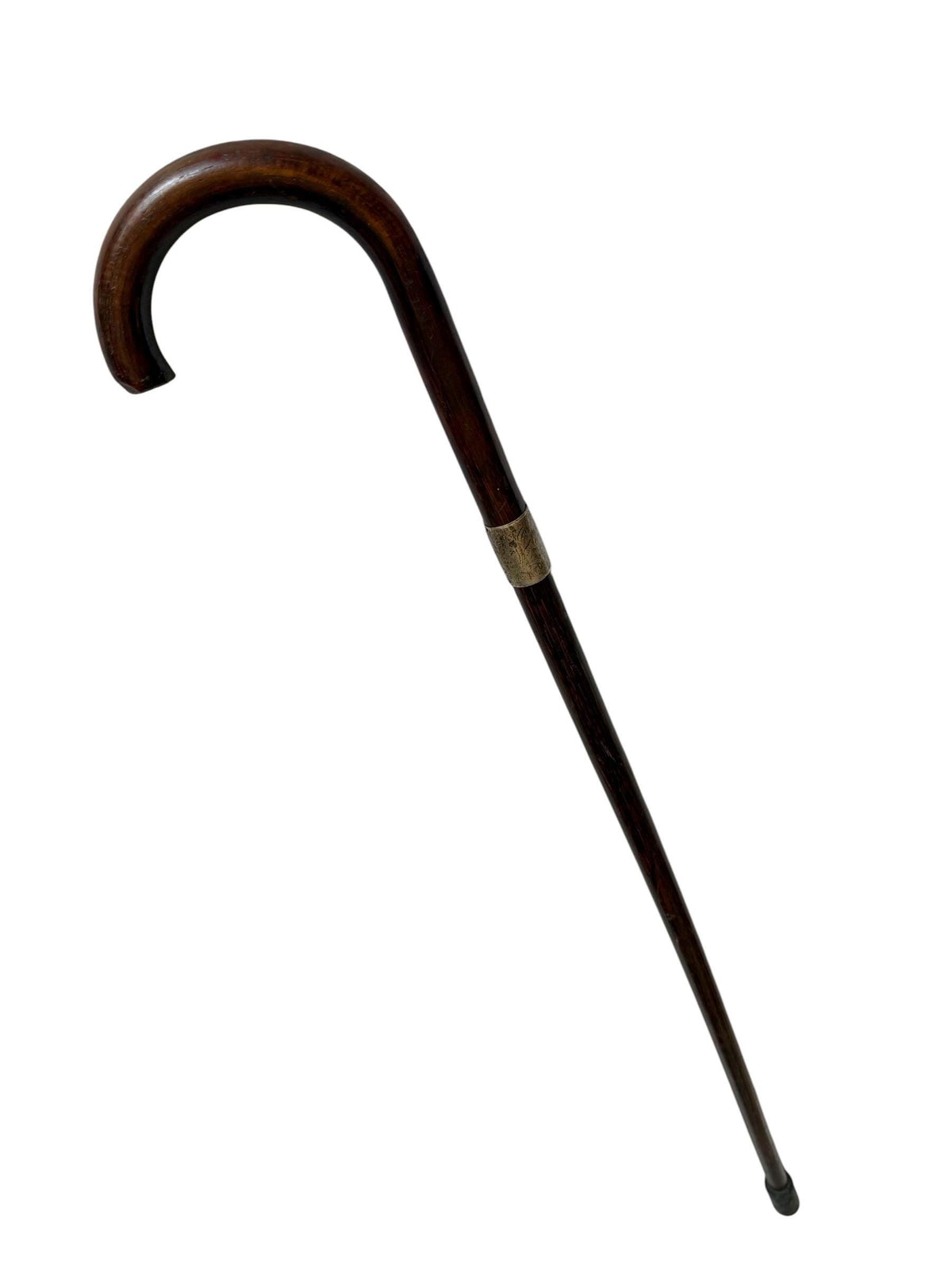 antique walking cane stick with  silver, marked, european collection, gentlemen's flannel stick