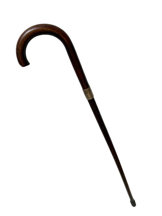 antique walking cane stick with  silver, marked, european collection, gentlemen's flannel stick