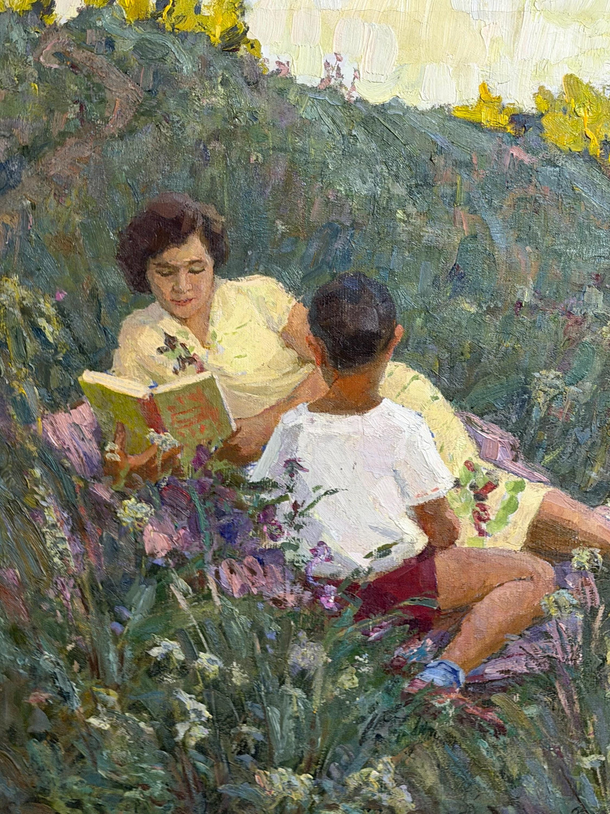 Gennadij Ivanovic Duchanov (1922–2009) – X Large oil painting. “Warm Evening”  - Soviet Realist Impressionist, 87 x 75 cm