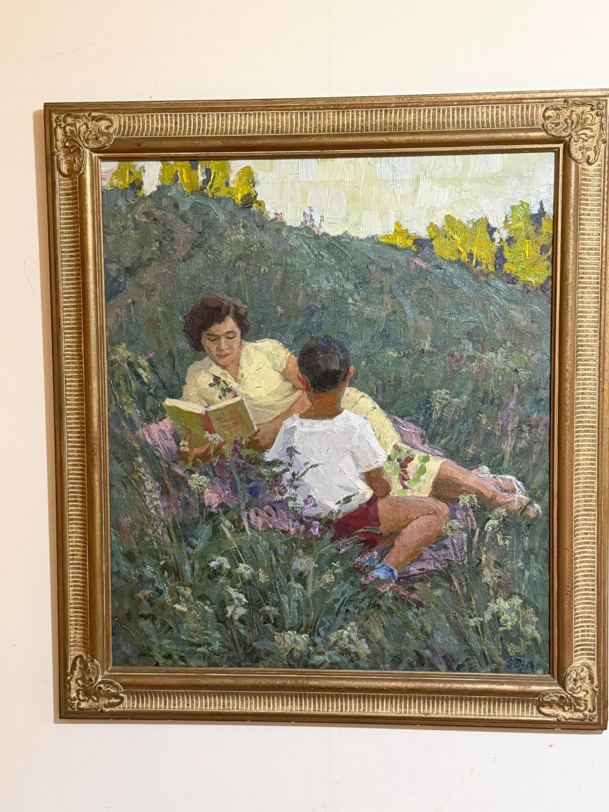 Gennadij Ivanovic Duchanov (1922–2009) – X Large oil painting. “Warm Evening”  - Soviet Realist Impressionist, 87 x 75 cm