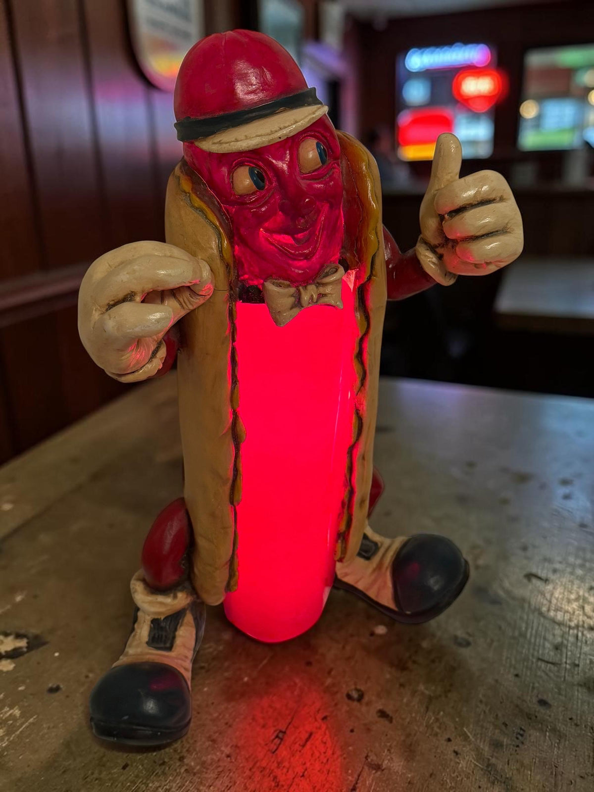 Hot Dog lamp Advertising Figure 49 cm Retro American Diner Restaurant Lamp sixties almost half meter! Vintage fastfood commercial table lamp