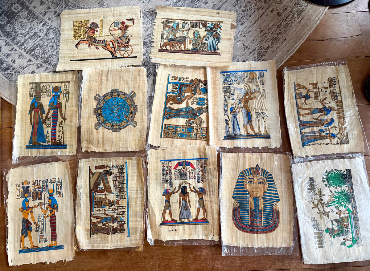 Papyrus schilderijen egypte 12 stuks