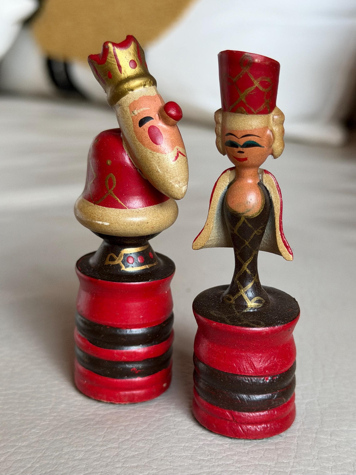 1960s Erzgebirge German Wooden Chess Set Hand Painted Folk Art Chess Checkers Complete Set also dammen and letterbak :) Nutcracker