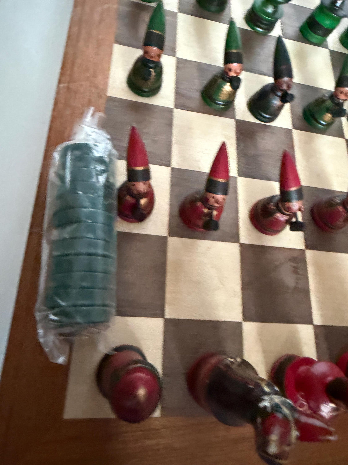 1960s Erzgebirge German Wooden Chess Set Hand Painted Folk Art Chess Checkers Complete Set also dammen and letterbak :) Nutcracker