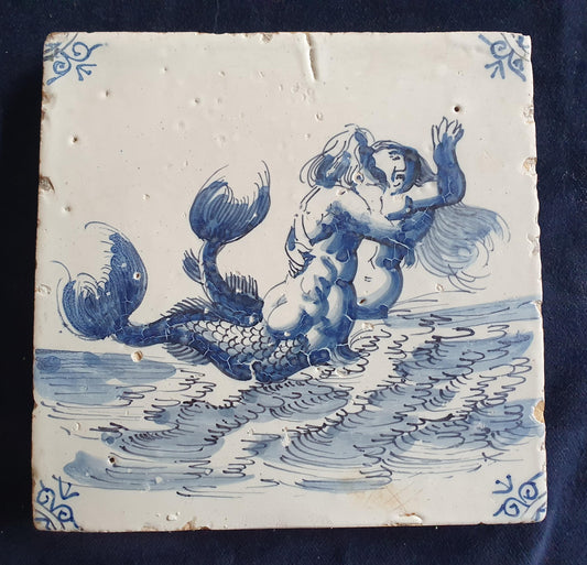 Delft tile was produced around 1660 in the Dutch city of Harlingen. around 1660 mythicaltile