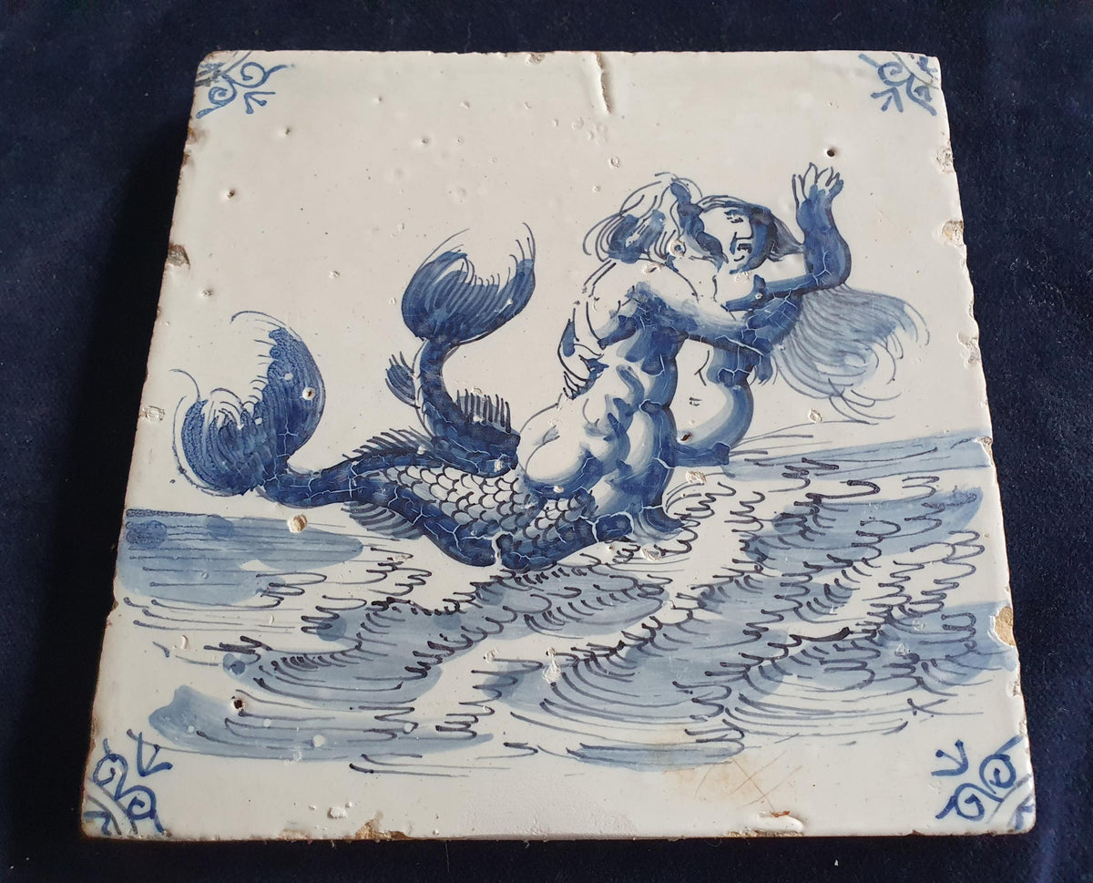 Delft tile was produced around 1660 in the Dutch city of Harlingen. around 1660 mythicaltile