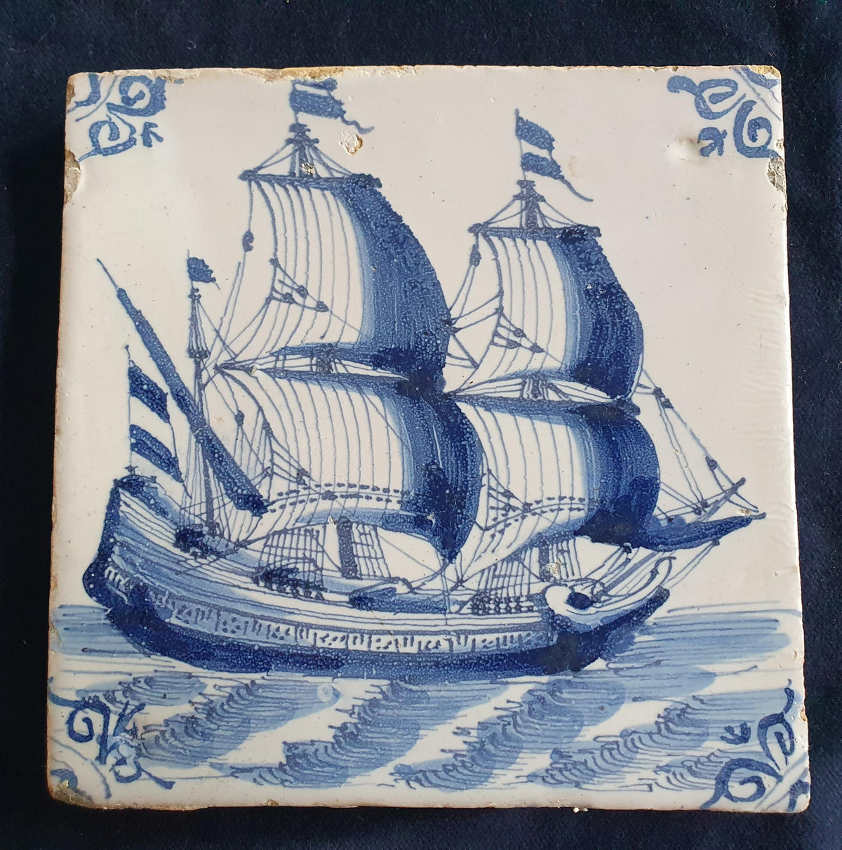 Delft tile was produced around 1660 in the Dutch city of Harlingen. around 1660 shiptile