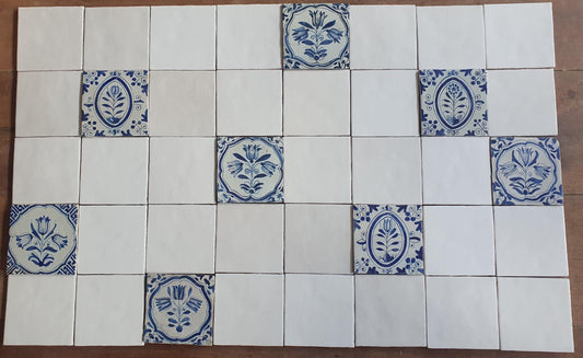 40 tiles, including 8 from the 17th century.  Wall tiles