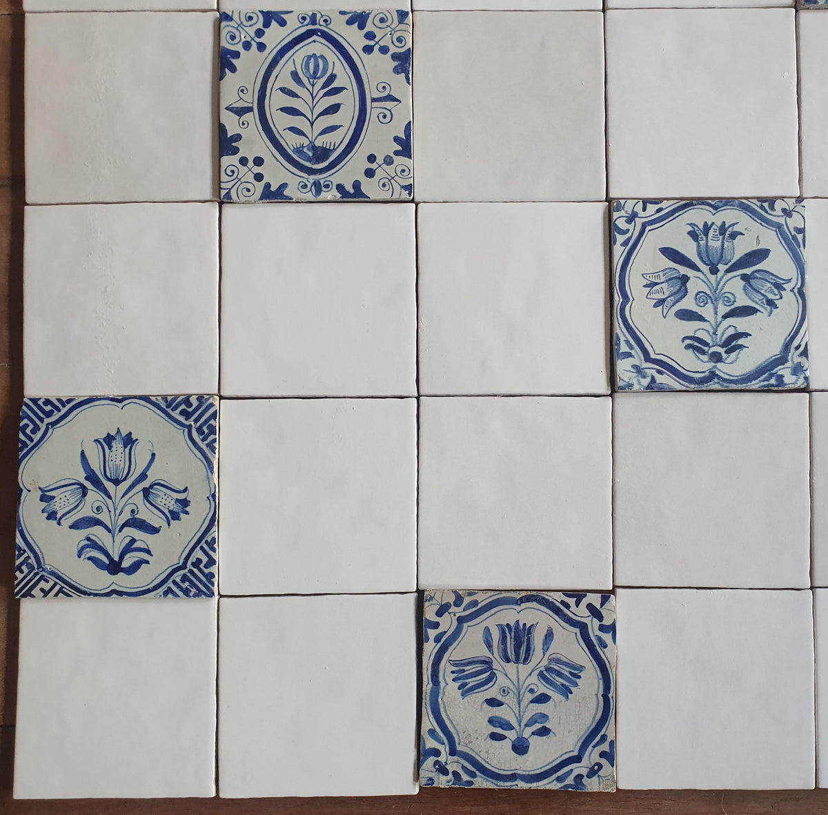 40 tiles, including 8 from the 17th century.  Wall tiles