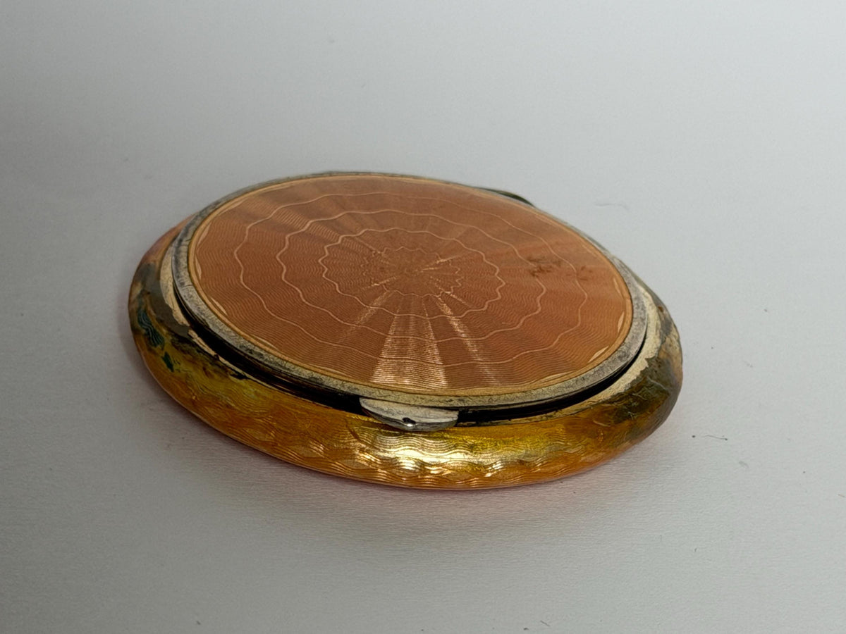 Vintage Art Deco Guilloché Enamel Compact - germany – 1920s - 5 cm