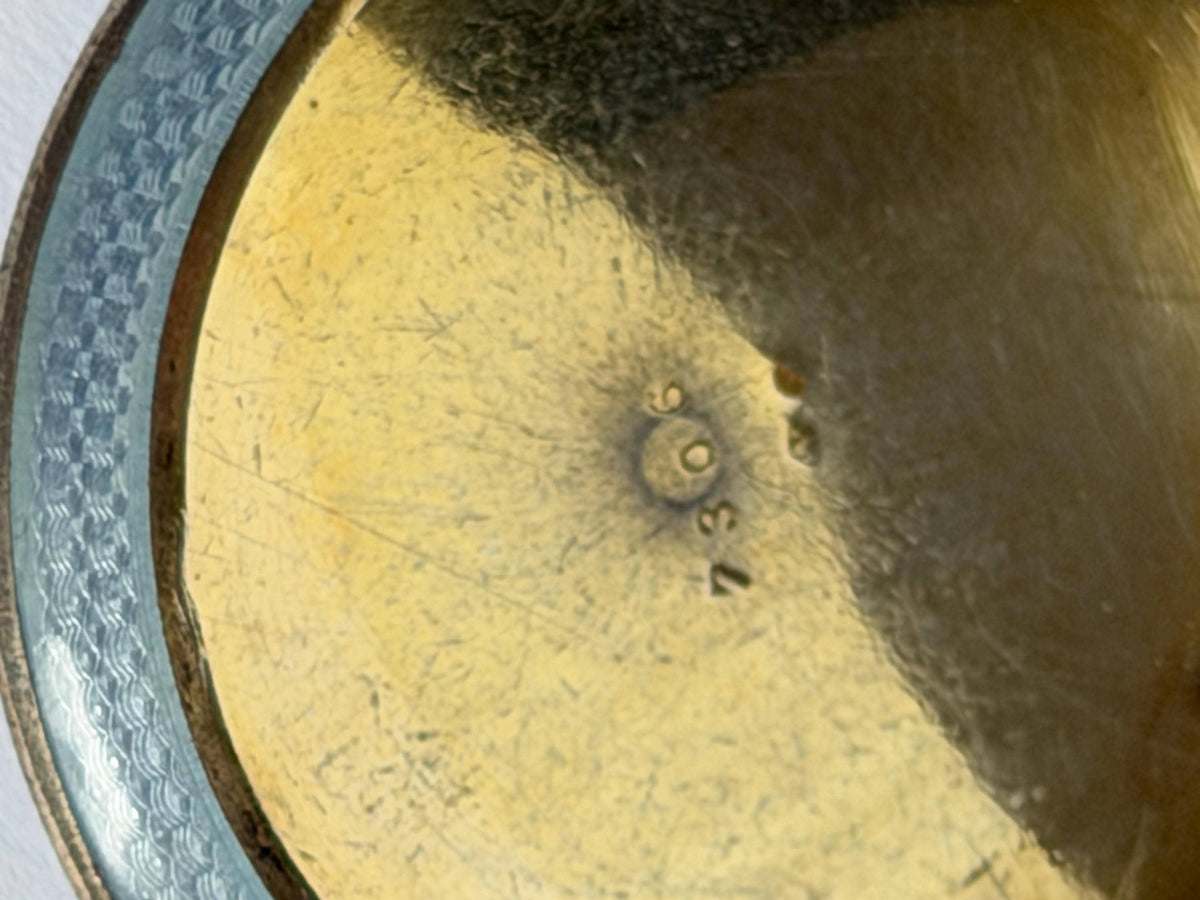 Vintage French Silver Guilloché Enamel Pendant Compact – circa 1930