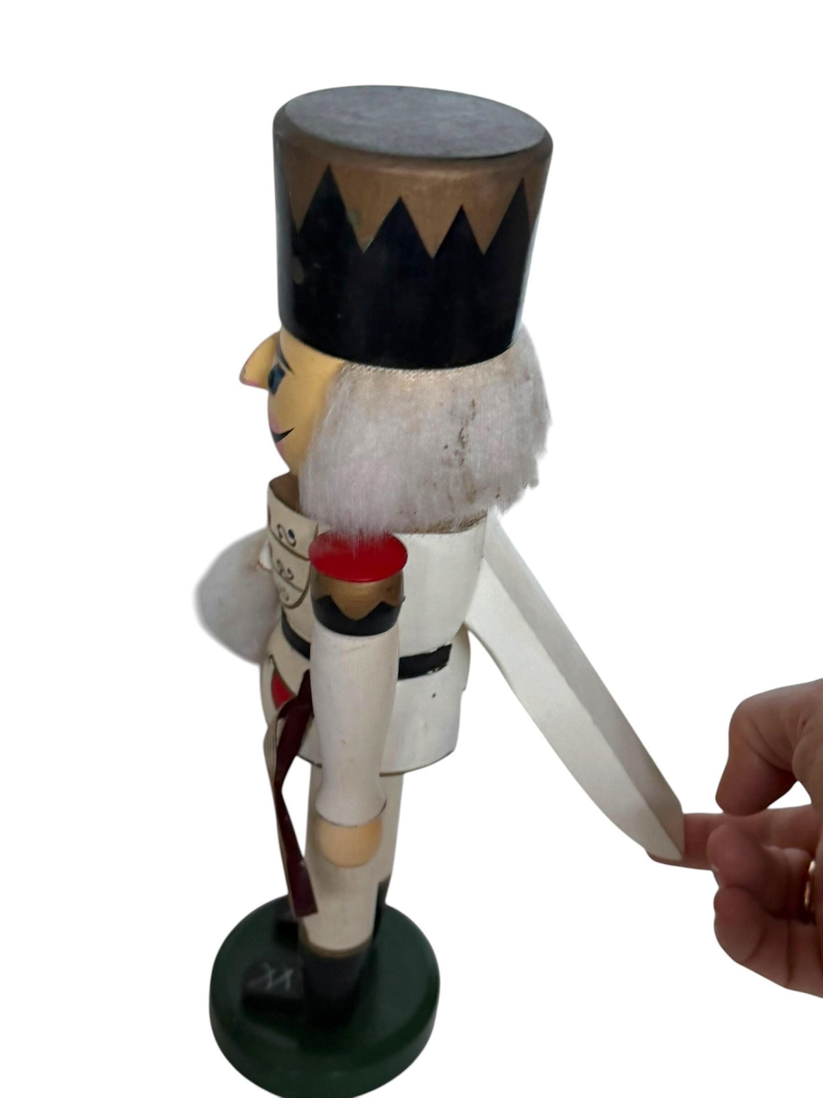 Antique Erzgebirge Wood Nutcracker, Hand-Painted Christmas Decor (34cm, 1920s)