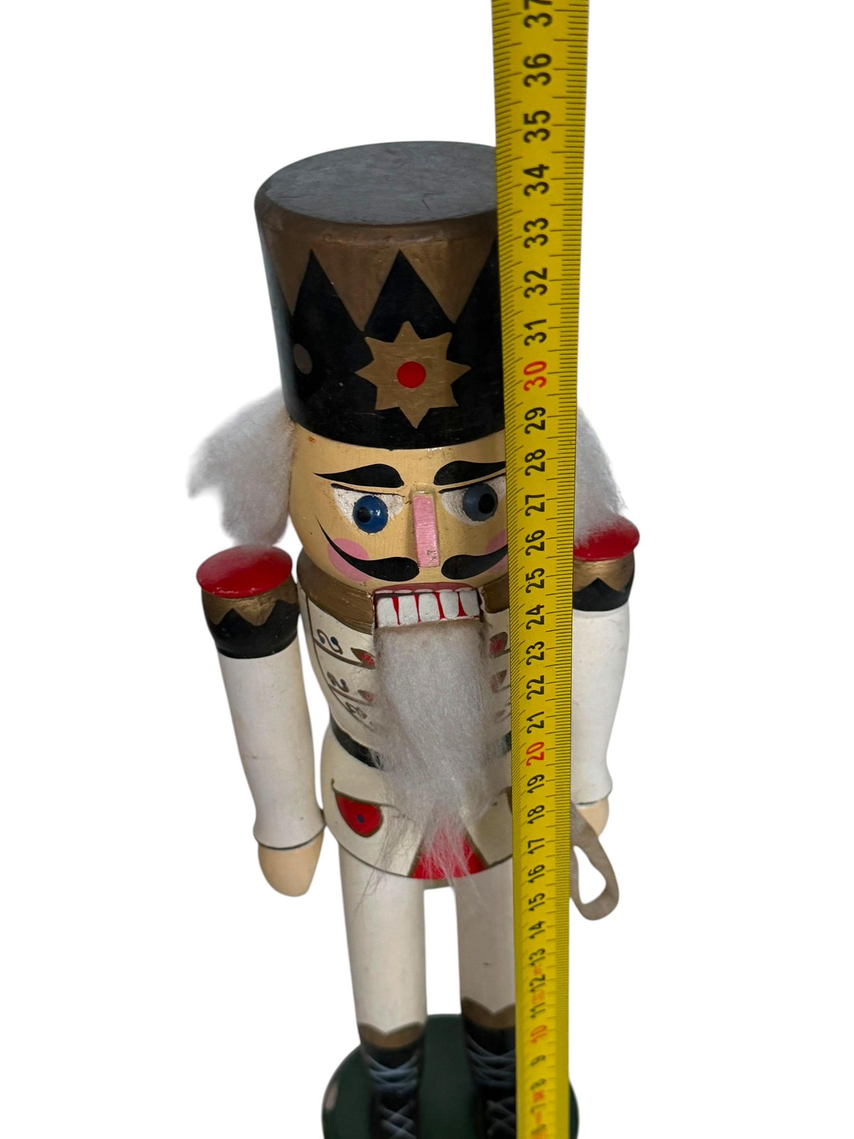 Antique Erzgebirge Wood Nutcracker, Hand-Painted Christmas Decor (34cm, 1920s)