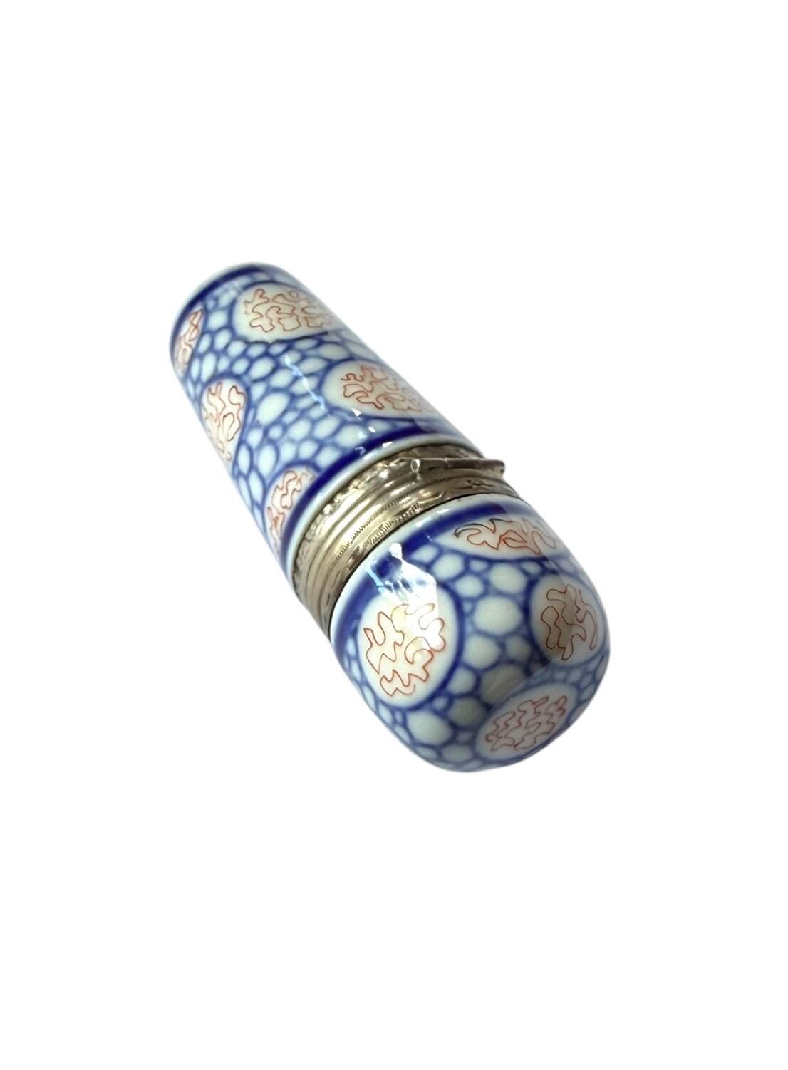 19th Century Meissen Porcelain Scent Bottle with Hallmarked Silver Mount, antique 1850-1875