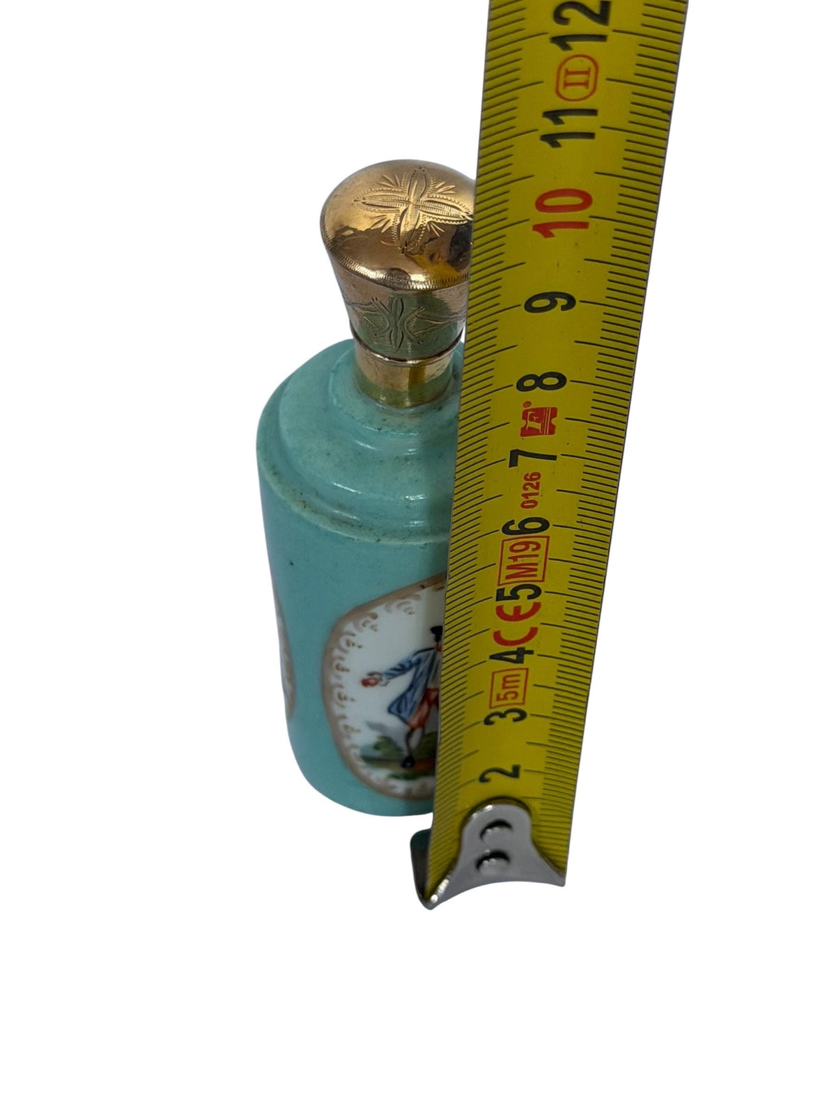 19th Century Dresden handpainted Porcelain Perfume Bottle with 14k Gold, c. 1850–1880 antique