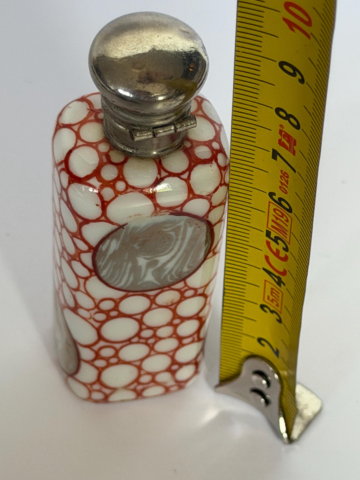 Antique Gebrüder Schoenau Hüttensteinach early Art Nouveau Porcelain Scent Bottle with silver mount, Germany, c. 1890–1900