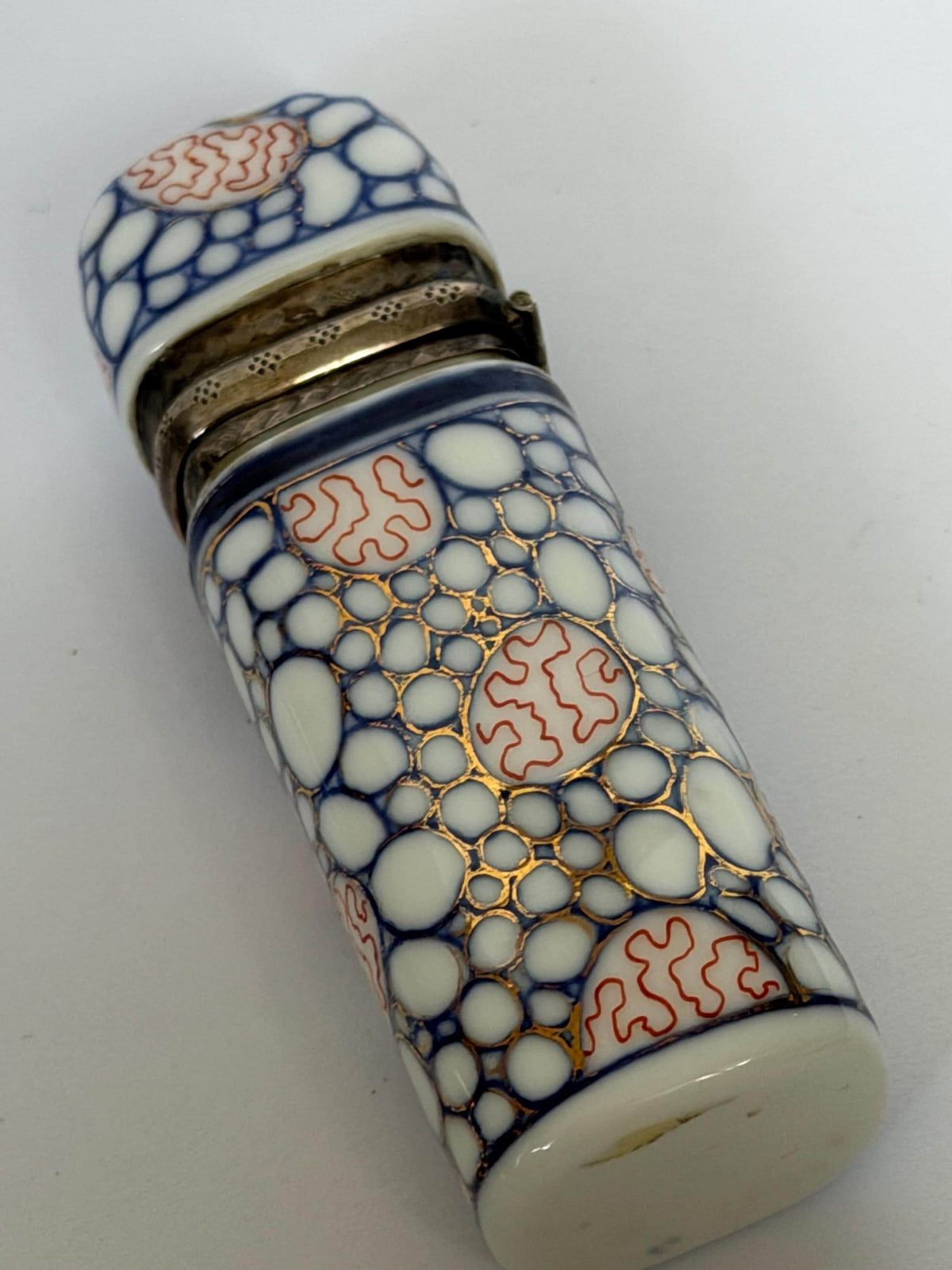 Antique Hüttensteinach Art Nouveau Porcelain Scent Bottle with Dutch Silver Mount, c. 1890–1900