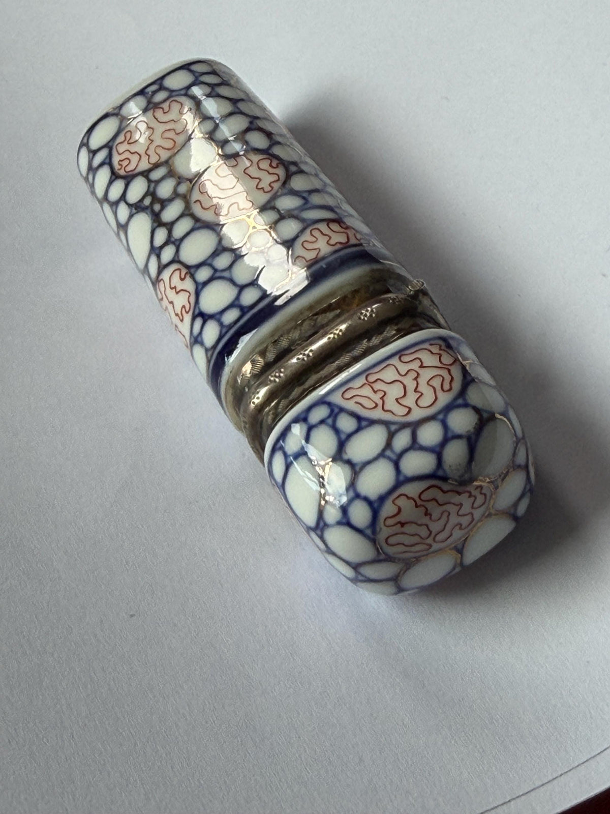 Antique Hüttensteinach Art Nouveau Porcelain Scent Bottle with Dutch Silver Mount, c. 1890–1900