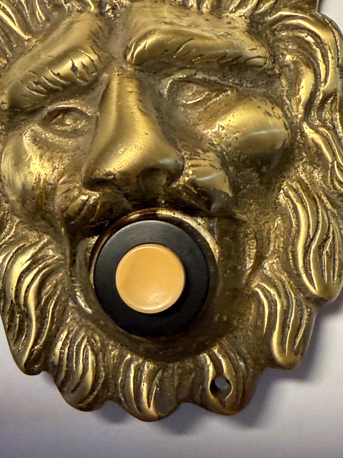 Antique door Bell, Bronze Push Button. Lionhead brass frontdoor doorbell