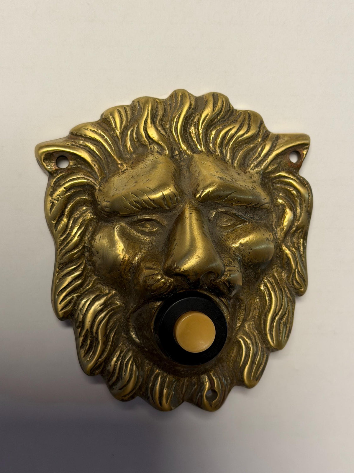 Antique door Bell, Bronze Push Button. Lionhead brass frontdoor doorbell
