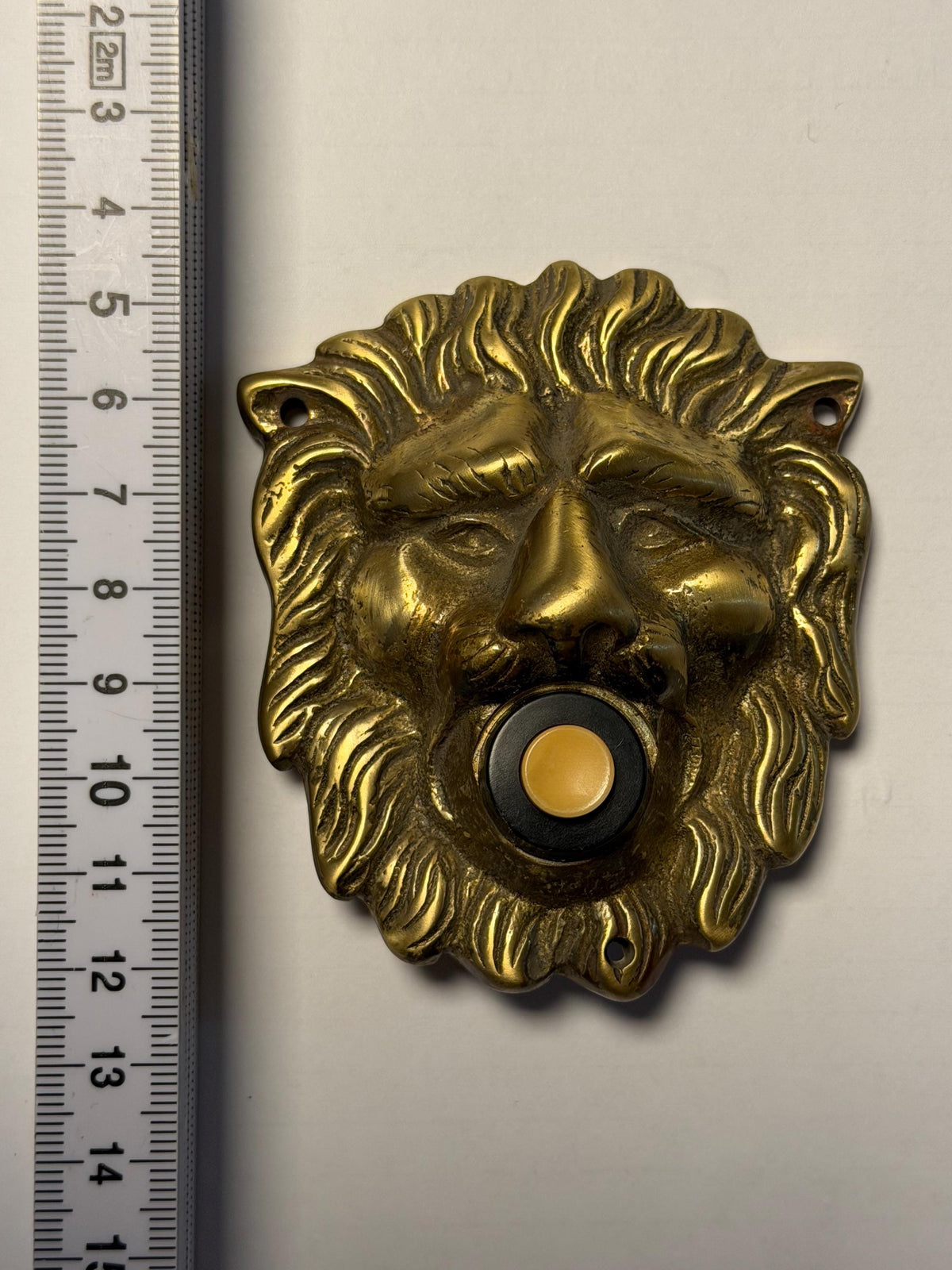 Antique door Bell, Bronze Push Button. Lionhead brass frontdoor doorbell