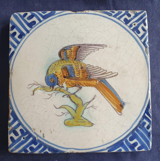 Delft tile depicts a beautiful and rather rare type of bird around 1640-1660.  Animaltile
