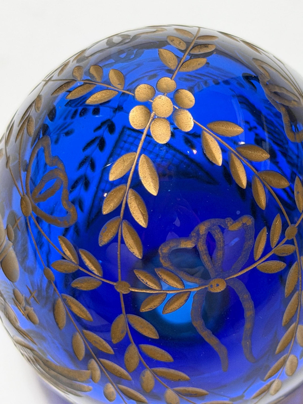 Fabergé Sapphire blue Crystal Egg, Double Eagle Gilded Symbol, Etched Lead Crystal (Collector Item) faberge