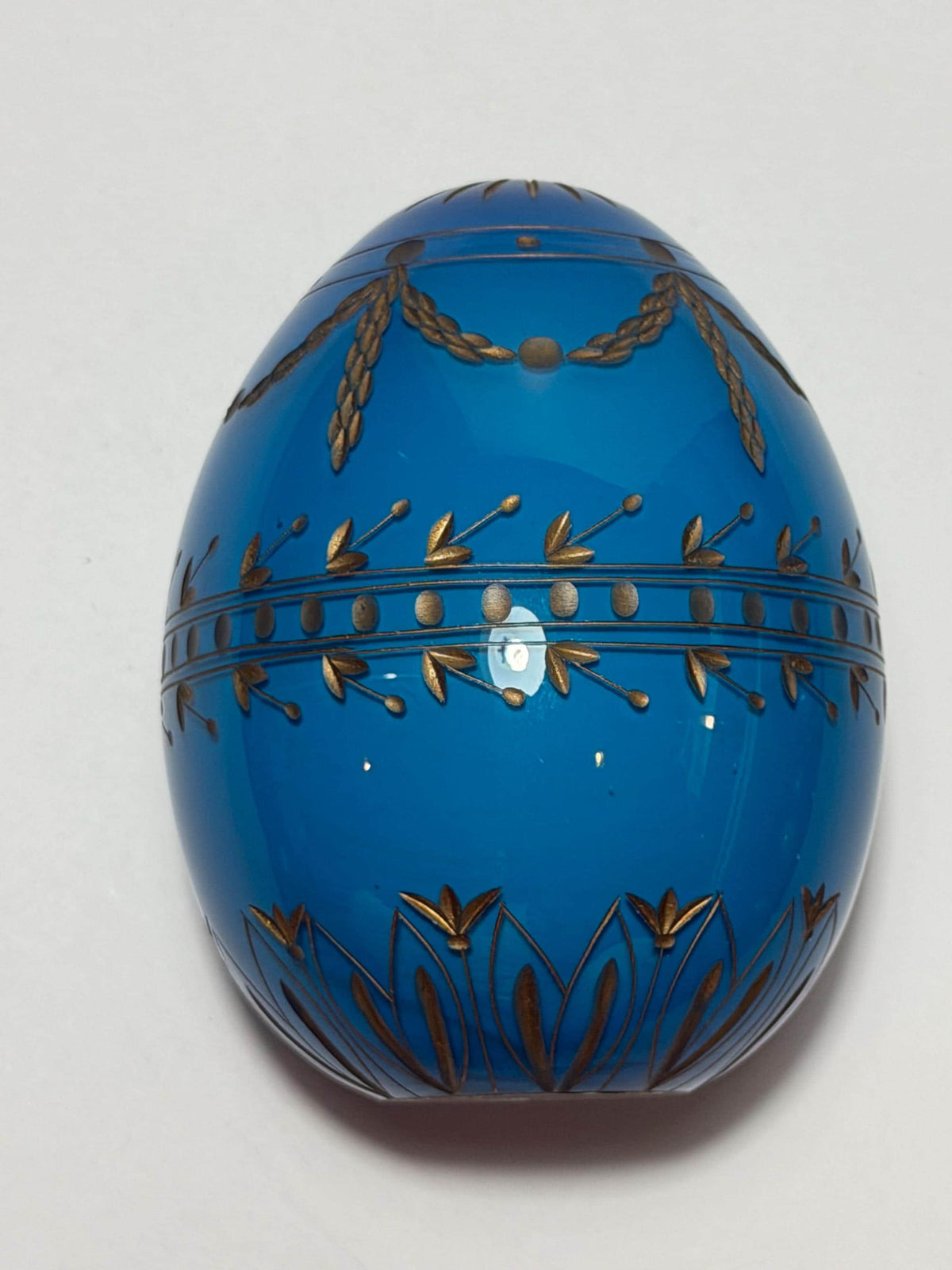 Fabergé blue opaline Crystal Egg, Gilded , Etched Lead Crystal (Collector Item) faberge