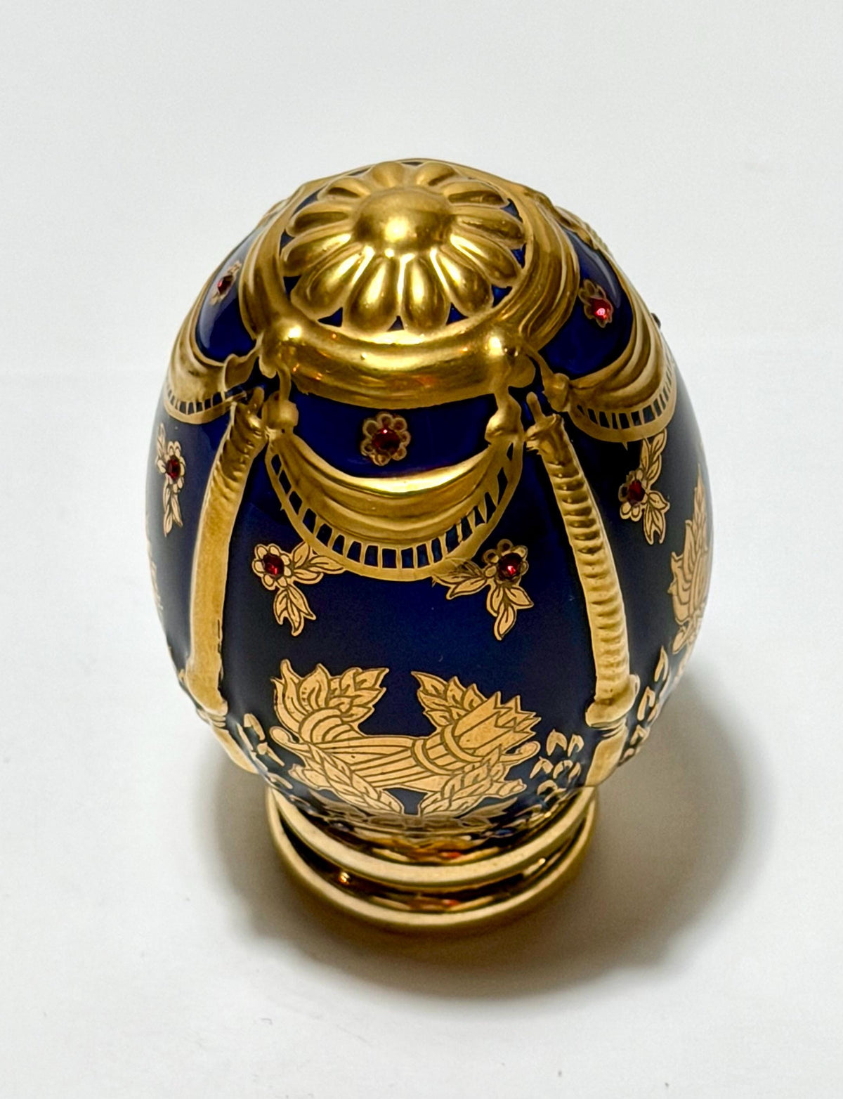 House of Fabergé kobalt porcelain Collector Egg, Faberge 24K gilt,  crystals,  faberge