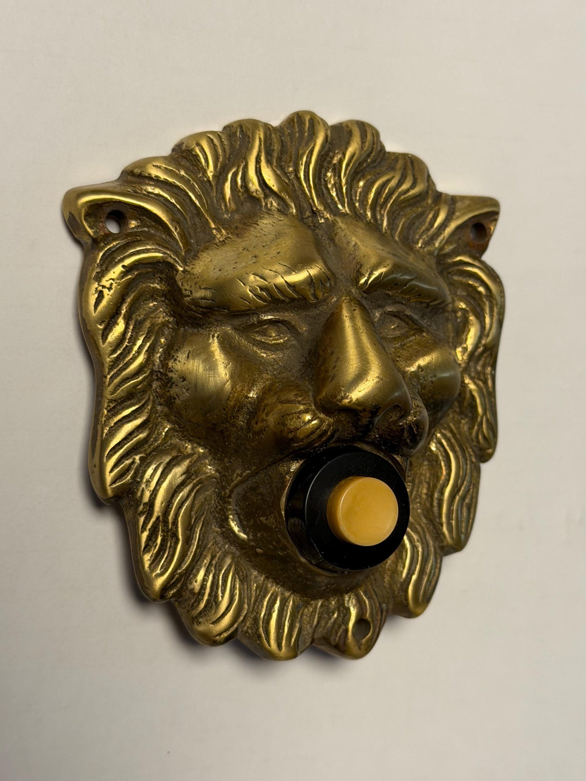 Antique door Bell, Bronze Push Button. Lionhead brass frontdoor doorbell