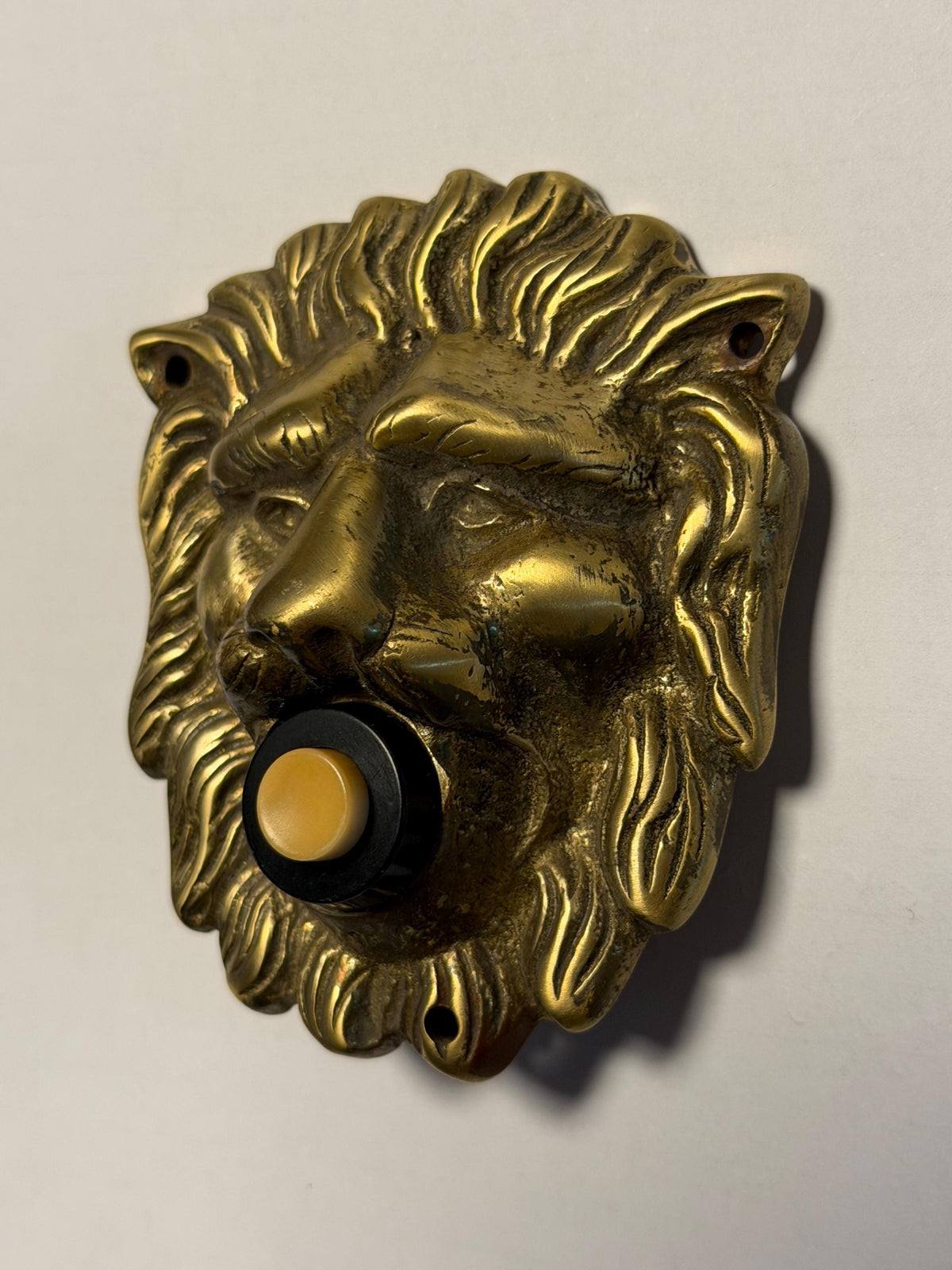 Antique door Bell, Bronze Push Button. Lionhead brass frontdoor doorbell