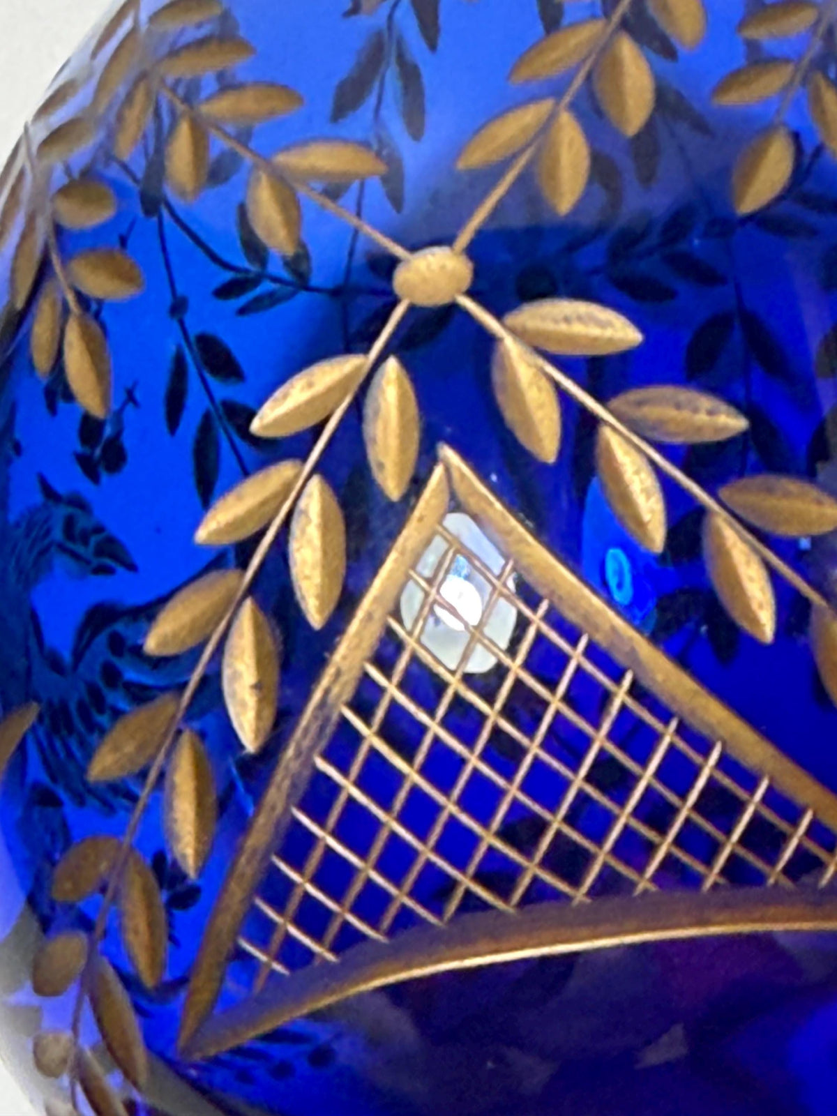 Fabergé Sapphire blue Crystal Egg, Double Eagle Gilded Symbol, Etched Lead Crystal (Collector Item) faberge
