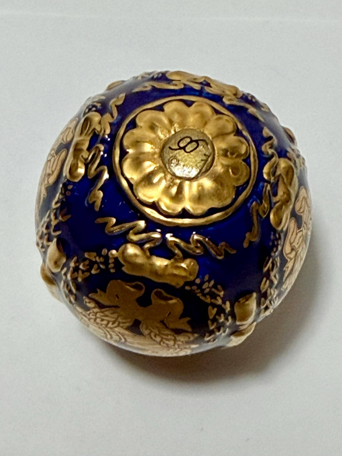 House of Fabergé kobalt porcelain Collector Egg, Faberge 24K gilt,  crystals,  faberge