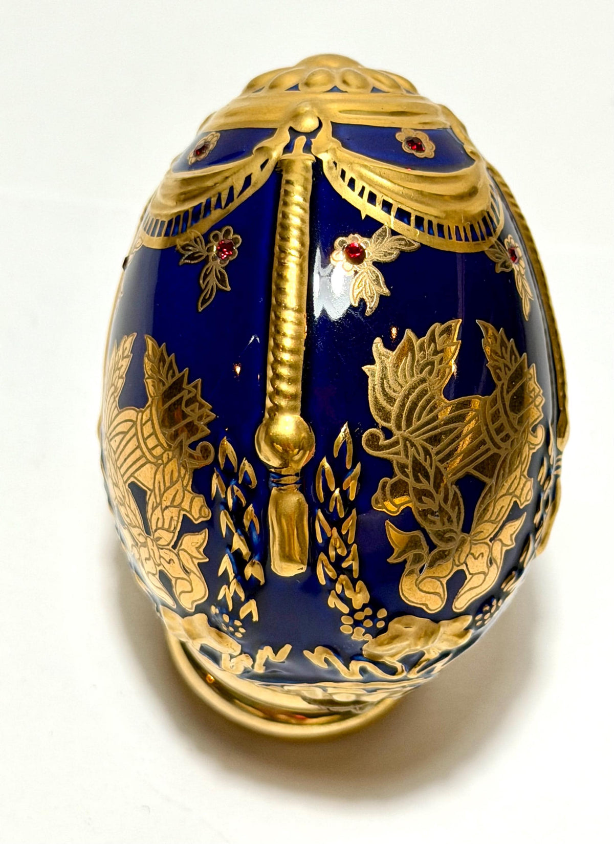 House of Fabergé kobalt porcelain Collector Egg, Faberge 24K gilt,  crystals,  faberge